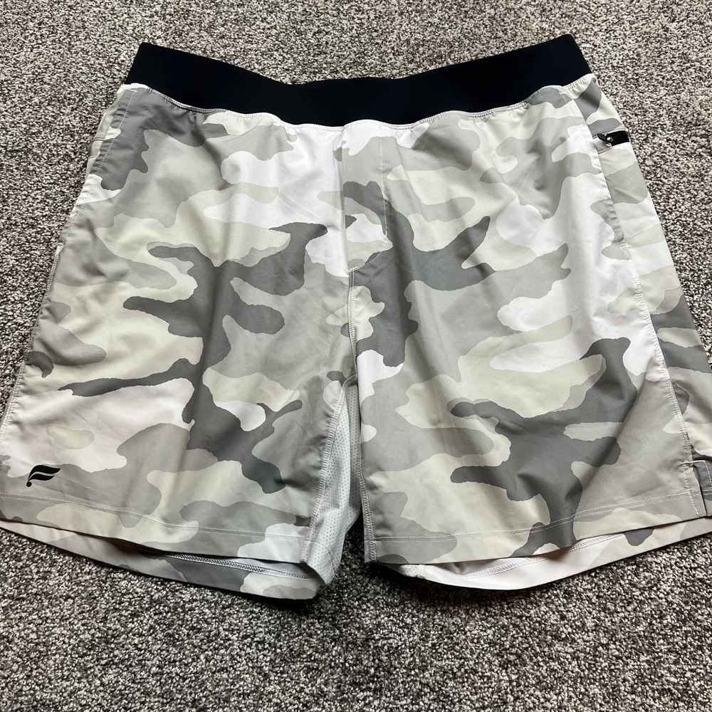 Fabletics Mens shorts mens 2xl camouflage Athletic Gray Waistband Gym Workout